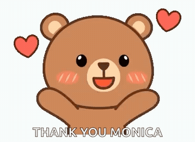 Teddy Bear With Hearts Saying Thank You Monica GIF