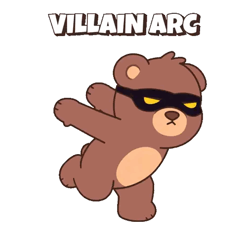 Teddy Bear With Mask And Villain Text Sticker