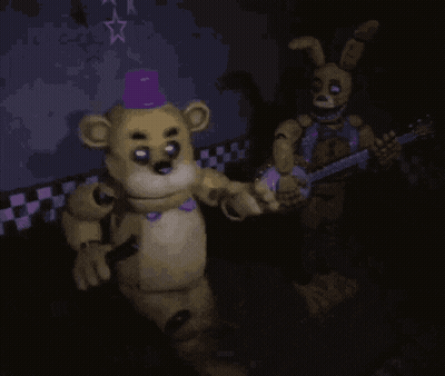 Teddy Bear With Purple Hat Next To Another GIF