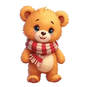 Teddy Bear With Red And White Scarf Sticker