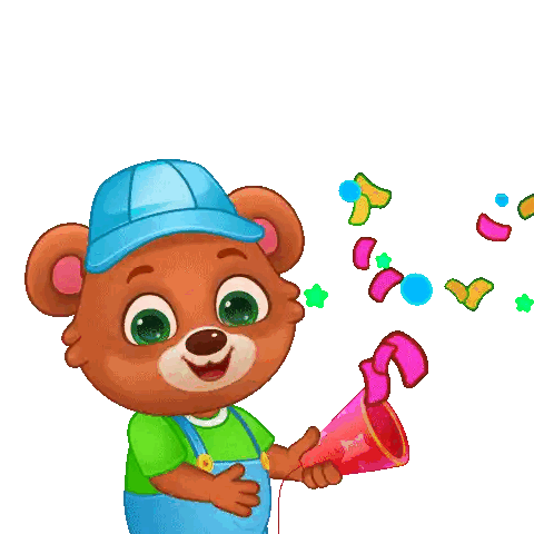 Teddy Bear With Red Cup Sticker
