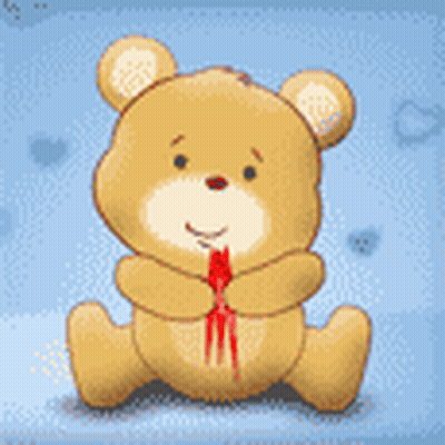 Teddy Bear With Red Hearts Saying I Miss You GIF