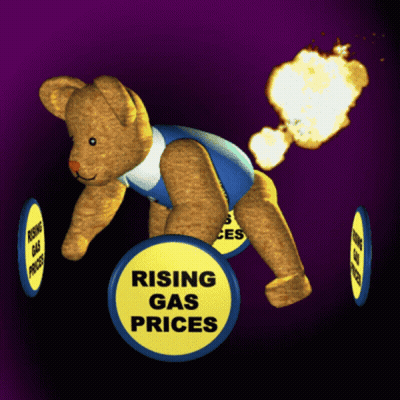 Teddy Bear With Rising Gas Prices Sign GIF