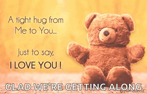 Teddy Bear With Tight Hug Message GIF