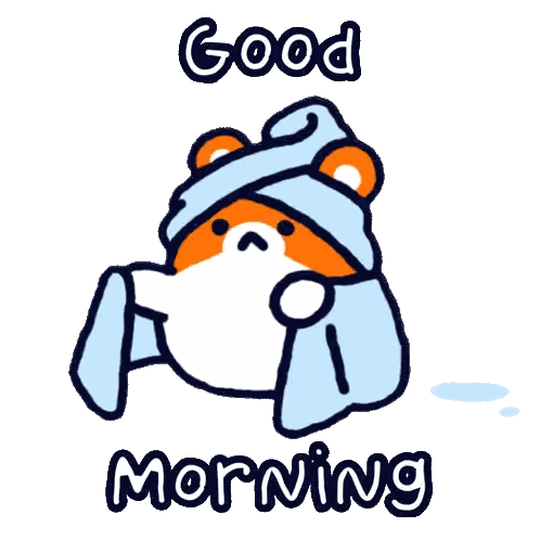Teddy Bear With Towel Saying Good Morning Sticker