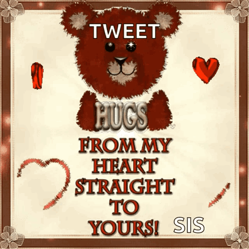 Teddy Bear With Tweet Hugs GIF