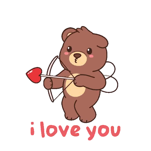 Teddy Bear With Wings Holding Bow And Arrow I Love You Sticker