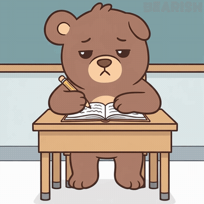 Teddy Bear Writing At Desk GIF