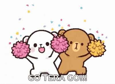 Teddy Bears Holding Pom Poms Cheering GIF