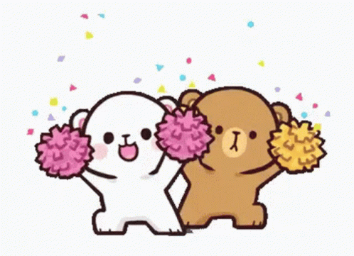 Teddy Bears Holding Pom Poms GIF