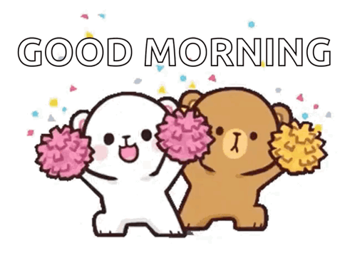 Teddy Bears Holding Pom Poms Saying Good Morning GIF
