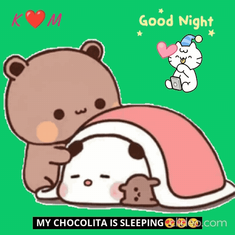 Teddy Bears Hugging Good Night Chocolita GIF