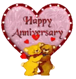 Teddy Bears Hugging Heart Happy Anniversary Sticker