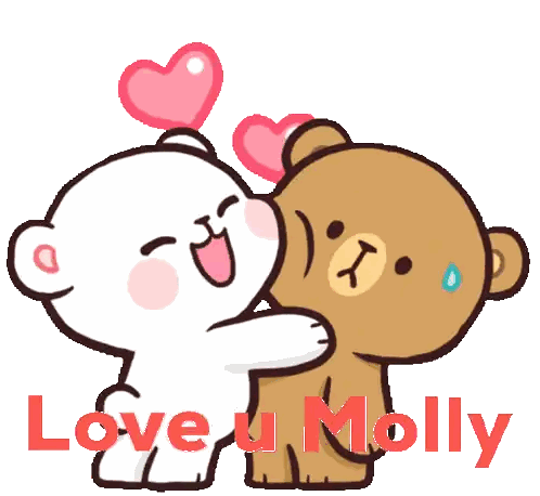 Teddy Bears Hugging Love U Molly Sticker
