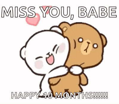 Teddy Bears Hugging Miss You Babe Happy 10 Months GIF
