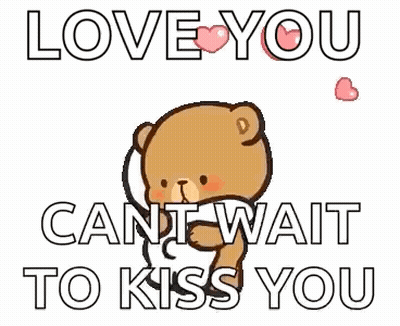 Teddy Bears Hugging Saying Love You Can't Wait To Kiss You GIF