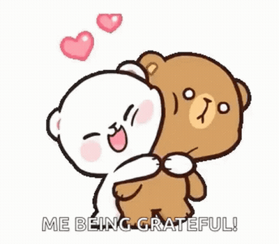 Teddy Bears Hugging Saying Me Being Grateful GIF