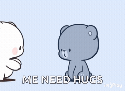 Teddy Bears Hugging Saying Me Need Hugs GIF