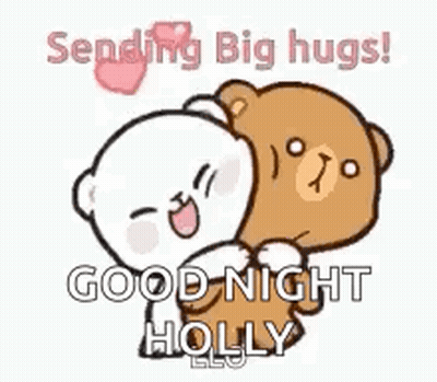 Teddy Bears Hugging Sending Big Hugs Good Night Holly GIF