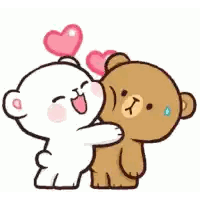 Teddy Bears Hugging With Floating Hearts Sticker