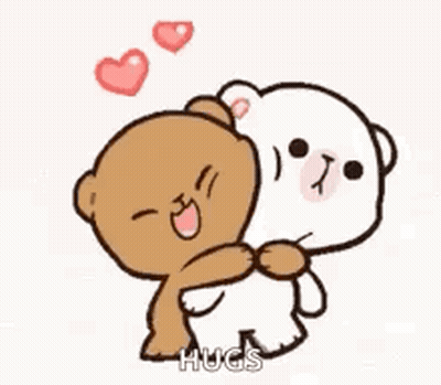 Teddy Bears Hugging With Hearts GIF