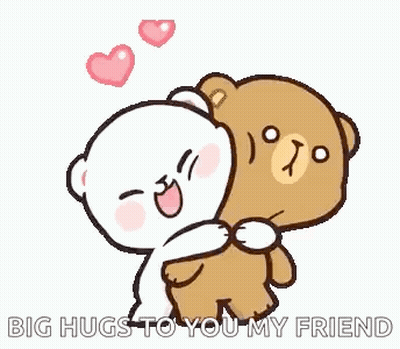 Teddy Bears Hugging With Hearts GIF