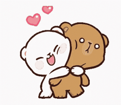 Teddy Bears Hugging With Hearts GIF