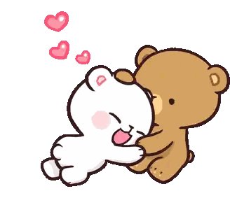 Teddy Bears Hugging With Hearts Sticker