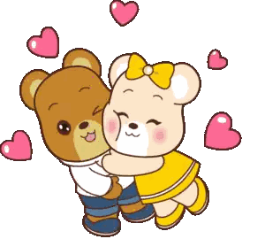 Teddy Bears Hugging With Hearts Sticker