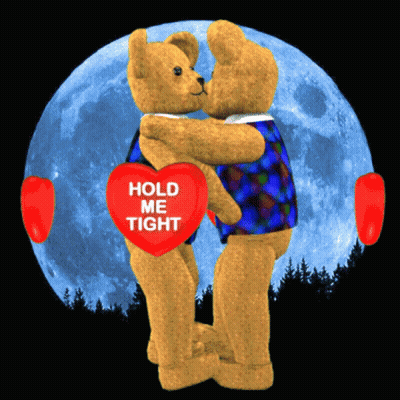 Teddy Bears Hugging With Hold Me Tight Heart GIF