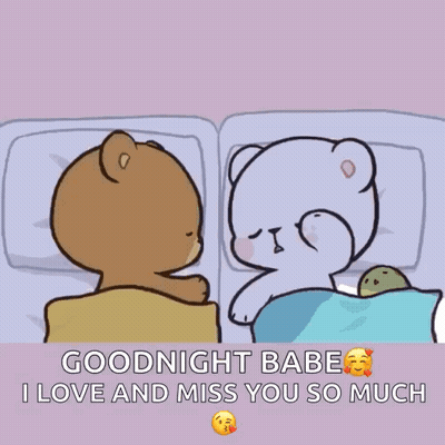 Teddy Bears In Bed Saying Goodnight Babe I Love And Miss You GIF