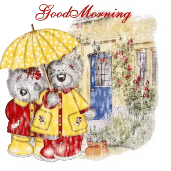 Teddy Bears In Raincoats Holding Umbrella Sticker