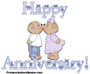 Teddy Bears Kissing Happy Anniversary Sticker