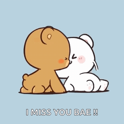 Teddy Bears Kissing I Miss You Bae GIF