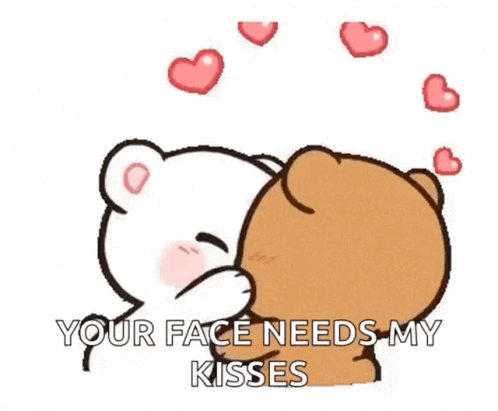 Teddy Bears Kissing With Hearts GIF