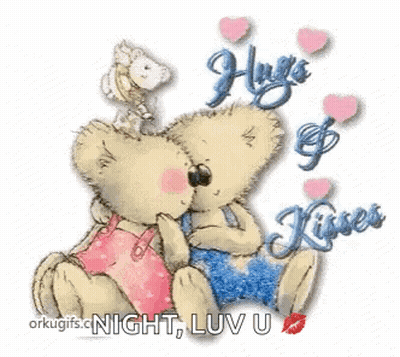 Teddy Bears Kissing With Hearts GIF