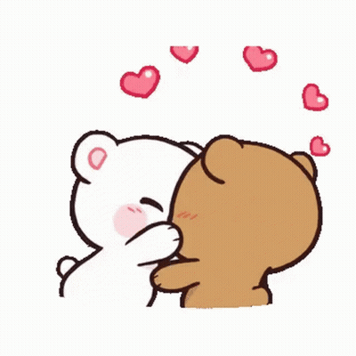 Teddy Bears Kissing With Hearts GIF