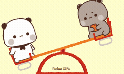 Teddy Bears Sitting On Seesaw GIF
