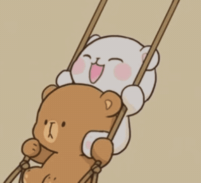 Teddy Bears Sitting On Swing GIF