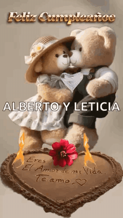 Teddy Bears Standing On Heart Shaped Cake GIF