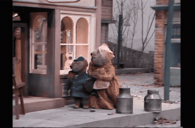 Teddy Bears Standing Outside Store GIF