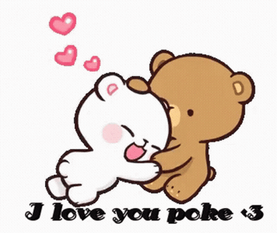 Teddy Bears Standing Together Saying I Love You Poke GIF