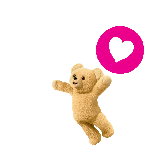 Teddy Holding Pink Heart Love Sticker