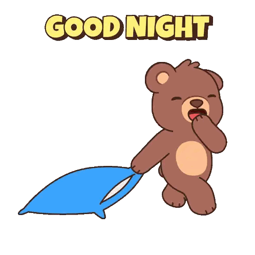 Teddy With Blue Pillow And Good Night Sticker