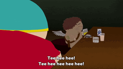 Tee Hee Cupid Cartman Flying South Park GIF