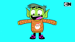 Teen Titans Go Beast Boy Wearing Sweatshirt Excitedly GIF