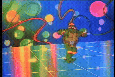 Teenage Mutant Ninja Turtle Dancing In Colorful Room GIF