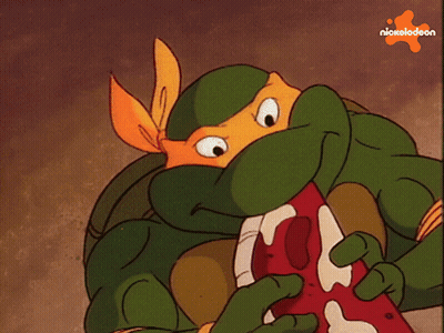 Teenage Mutant Ninja Turtle Eating Meat Nickelodeon Logo GIF