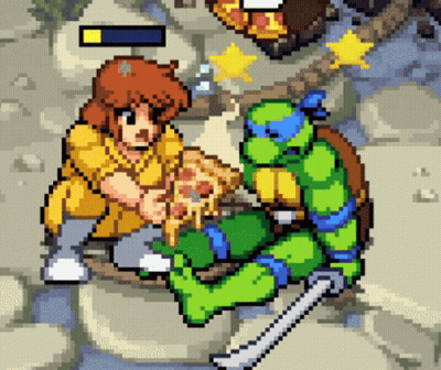 Teenage Mutant Ninja Turtle Eating Pizza Pixel Art GIF