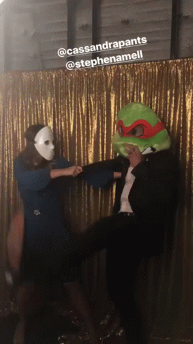 Teenage Mutant Ninja Turtle Masked Man Kicking GIF